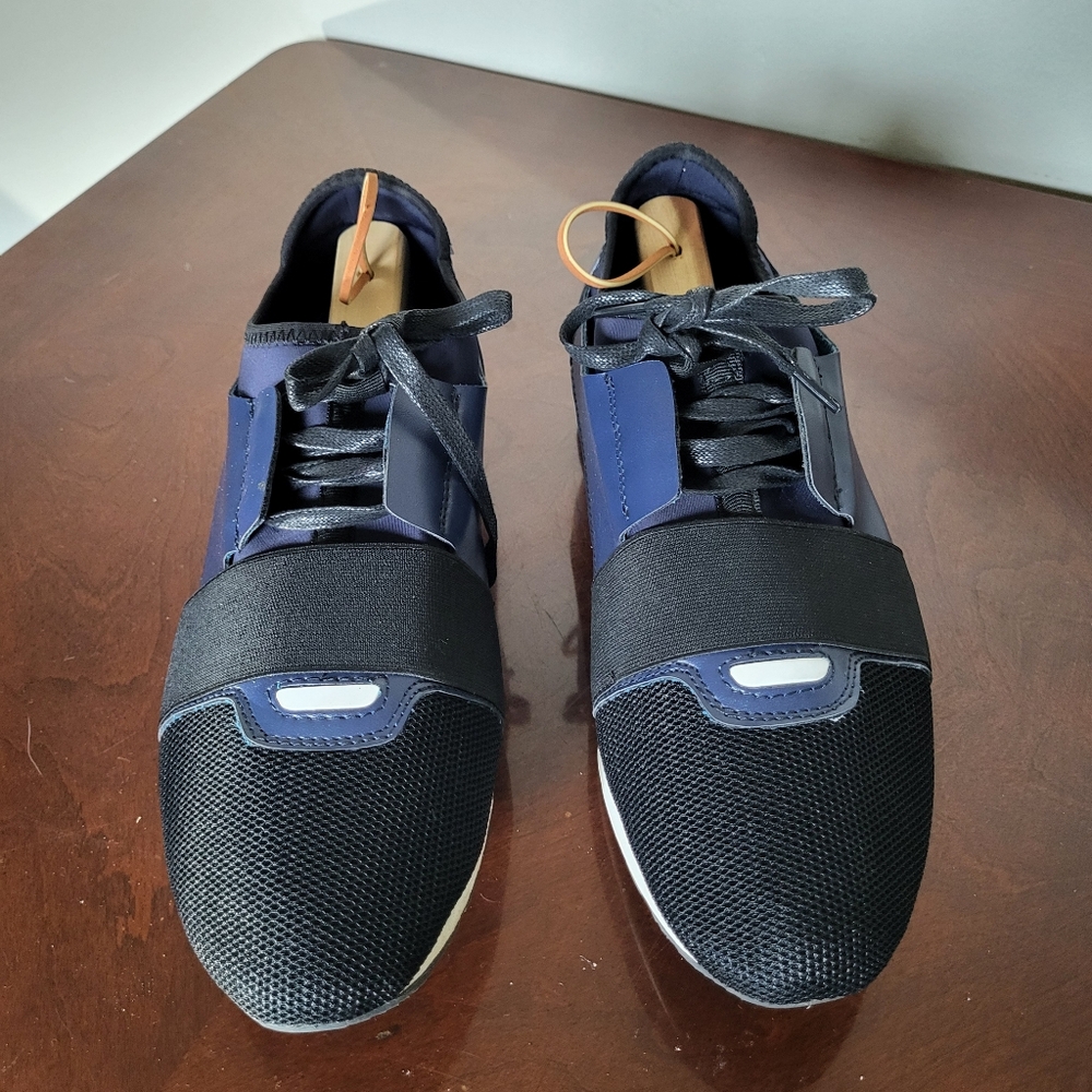 Navy Blue Sneakers with Hybrid Design and Elastic Strap - Picture 2 of 13